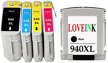 LOVEINK 5 Pack Replacement Ink Cartridge Compatible for HP 940XL 940 Officejet Pro 8000/ 8500 Suitable for machine model: C4906A C4906A C4906A C4909A