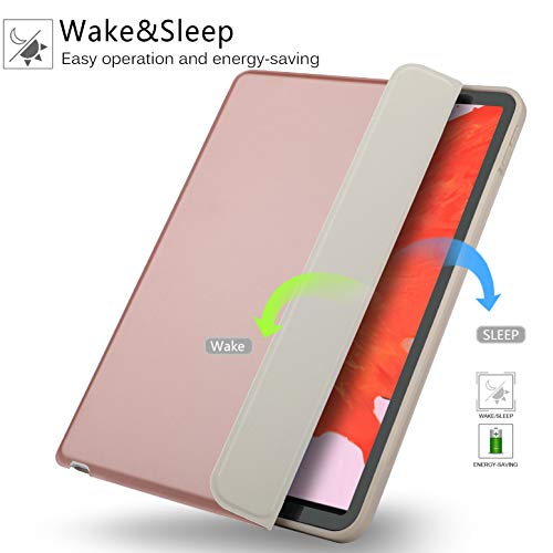 IVSO Keyboard Case For Apple iPad Pro 11 2018 Stand Cover Case with Wireless Keyboard & Pencil Slot (Auto Wake/Sleep, Apple Pen Charging Enabled Case) Fitting Apple iPad Pro 11 2018 Tablet (Rose Gold)