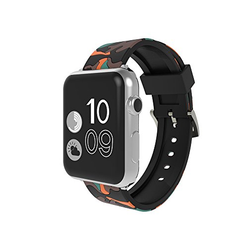 Rykimte Bands For Apple Watch iWatch Silica Gel Soft Silicone Wrist Strap Replacement Bracelet Wristband With Adapter Buckle For Women Men Boy Sport Series 1/2/3 Edition (Camouflage E, 38mm)