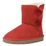 DREAM PAIRS Boys Girls Shorty-Pompom Sand Sheepskin