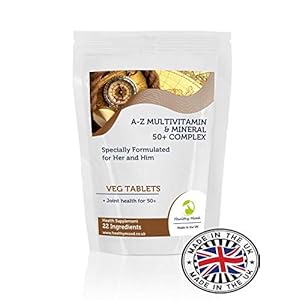 50+ Plus A-Z Multivitamins & Minerals 23 Micronutrients Complex 120 Veg Tablets – LetterBox Friendly UK Fast Delivery -Pills Health Food Supplements 22 Vitamins Ingredients