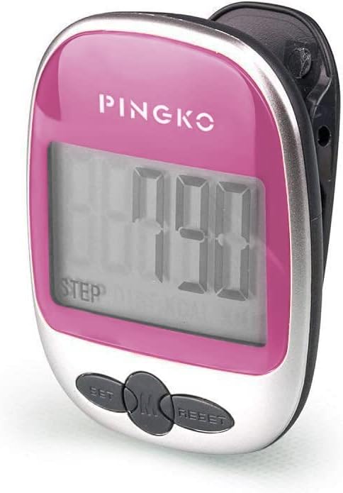 Pingko Walking Pedometer Step Counter Portable Fitness Tracker Pink