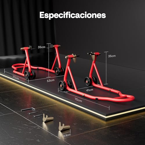 SPECSTAR Motorcycle Stands, 400kg Capacity Front and Rear Wheel Lift with Adjustable Swingarm Coil U+L Heavy Duty Paddock Stand
