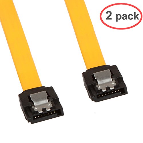 LINESO 2Pack 32in Long SATA Cable 6gb Straight with Locking Latch(Yellow)