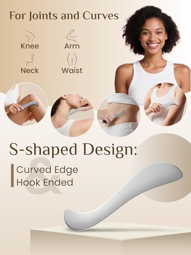 Rena Chris Gua Sha Facial Tools - Stainless Steel Muscle Scraper Tool Set for Physical Therapy & Deep Tissue Massage, Body Gua Sha Tools with Travel Pouch (2-Piece Kit)