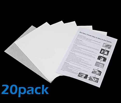 20PACK A4 Iron Heat Transfer Paper For Dark Cotton T-shirt