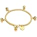 OPK Jewelry Fashion 18k Gold Plated Women's Bracelets Bell Heart Pendants Chain Link Wristband 6.69 Inch
