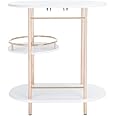 SAFAVIEH Home Collection Iva White/Gold 3-Tier Swivel Stemware Rack Bar Table