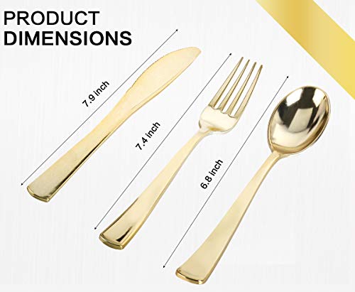 image for 350 Piece M MCIRCO Gold Dinnerware Set - 100 Gold Rim Plastic Plates -