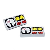 Lego Parts: Tile, Decorated 1 x 2 with Universal (PACK of 2 - Red 82, Yellow and White Gauges Pattern)