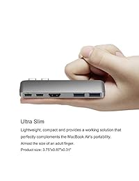 Purgo USB C Hub Adaptador Dongle para MacBook Air 2018 13", MacBook Pro 2018 2017 2016, Ultra Slim Tipo C Hub con 4K HDMI, 100W suministro de energía, 40Gbps Thunderbolt 3 5K60Hz y 2xUSB 3.0.