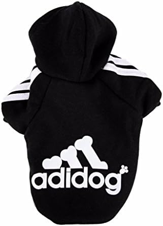 Adidog Dog Clothing – Large and Small Dogs (S to 8XL) Color: Black/Red