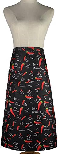 Half Waist Retro Floral Print Chef Apron with Pockets and Ties, for Women Men Cooking Kitchen Restaurant