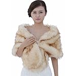 Aukmla Women's Bridal Wedding Fur Shawls and Wraps, Fur Stoles for Women