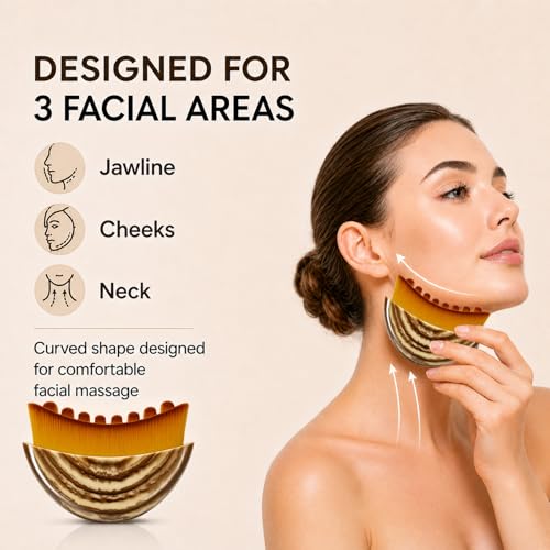 Lymphatic Contour Face Brush, Soft Gua Sha for Lymphatic Drainage Massager -Anti-Puffiness, Lift, Chin & Jawline Sculpting, Dry Face Brush for Ergonomically Designed to Fit The Skin Precisely