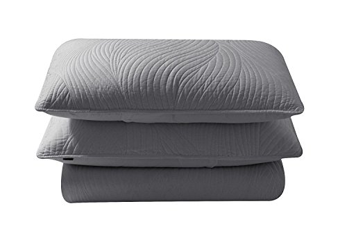 Brielle Stream Quilt and Sham Set, King, Grey