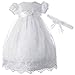 Lauren Madison Baby-Girls Newborn Satin Floral Embroidered Dress Gown Outfit, White, 6-9 Months