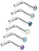 ORAZIO 5-6Pcs 20G Stainless Steel Nose Stud Rings Body Piercing Jewelry Mixed Colored Opal Stone Inlaid