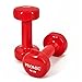 PROMIC 10 lb Hand Weights Deluxe Vinyl Coated Dumbbells (Sold in Pair) - 10 lb, Red