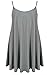 GirlsWalk Women's Plain Plus Size Casual Flared Cami Strappy Swing Dress Charcoal