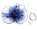 Urban CoCo Women's Elegant Flower Feather and Veil Fascinator Cocktail Party Hair Clip Hat (# 5 Navy Blue)