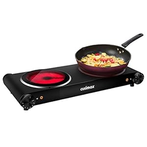 CUSIMAX-Double-Electric-Hob-Portable-Ceramic-Hot-Plate-Double-Camping-Hob-Infrared-Cooktop-Electric-Hob-with-Dual-Temperature-Control-Crystal-Glass-Plate-Easy-to-Clean-Black-Steel-2400W CUSIMAX Double Electric Hob, Portable Ceramic Hot Plate, Double Camping Hob Infrared Cooktop Electric Hob with Dual Temperature Control, Crystal Glass Plate Easy to Clean, Black Steel, 2400W