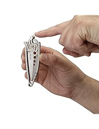 Navaja plegable con botón de apertura rápida Columbia River Knife and Tool 5102N CRKT con cordón, plateado