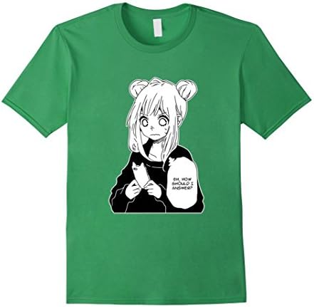 Men's Anime Girl Texting T Shirt Hot Fashion T Shirt XL Grass