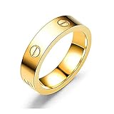 Dubeauty Love Ring Lifetime Titanium Stainless Steel Couples Wedding Engagement Anniversary Engraved Bands Gold Size 6