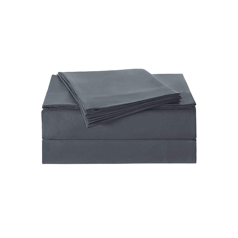 HOTNIU 3-Pieces Bed Sheet Set (Flat sheet, Fitted sheet, 1 Pillowcase), Made of 100% Microfiber, Anti-Wrinkle & Fade Resistant, Super Soft Comfortable (Single, Dark gray)