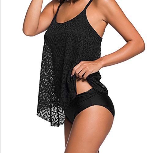 Sporzin Spitze Tankini Damen Push Up Bikini Set Bandeau Top Gepolstert Badeanzug Zweiteilig Schwimmanzug Welle Tankini… – Bild 3