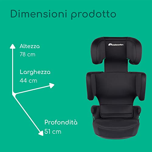 Road Fix i-Size, Seggiolino Auto 15-36 kg, 3,5-12 anni (100-150 cm), Seggiolino Auto Isofix Pieghevole e Portatile da Viaggio, Leggero 4.4 kg, 14 Posizioni Poggiatesta, Black Mist