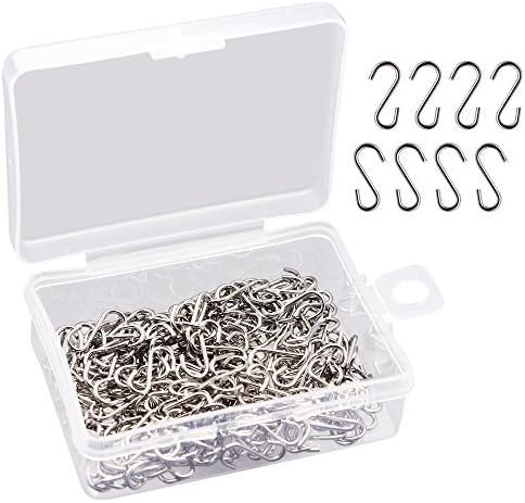 Hysagtek 200 Pcs Mini S Hook Connectors S Shaped Hanging Hooks Wire Hook for DIY Crafts, Jewelry,Key Chain and Pet Name Tag,14mm/0.55 Inch Long