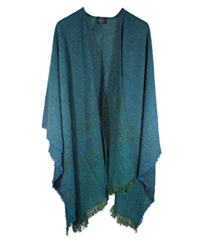 Wrap, Ruana Wraps for Women, Wool Shawl, Irish Gifts for Her, Biddy Murphy, Made in Ireland, 85% Lambswool, 54" X 72", Soft, Lightweight, Warm, Kelly Marine