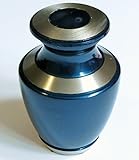 Mini Keepsake Urn • Miniature Funeral Cremation Urn fits Small Amount of Ashes • Ocean Blue Model • 3 inches Tall