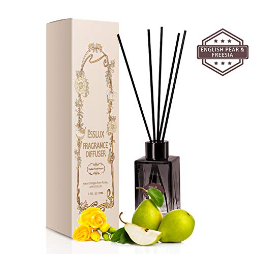 ESSLUX Reed Diffuser, Home Fragrance Premium Quality for Home and Office, Air Freshener & Home Decor & Ideal Gift-English Pear&Freesia