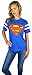 DC Comics Womens Superman Varsity Football Tee Blue Heather (Small, Blue Heather)