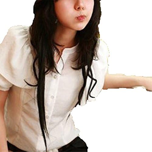 Fordbox Comfortable Women's Fashion Short Sleeve Blouse Casual Chiffon Blouse WhiteUS 6