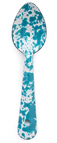 Enamelware 6 Inch Small Spoon - Turquoise Marble