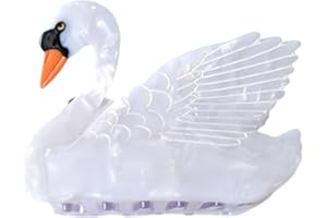 OMG DECOR White Swan Hair Clips,Cellulose Acetate Hair Clips,Small Claw Clips for Girl,Hair Accessories,White