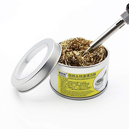 Euone ♛ Iron Sponge, Soldering Iron Tip Cleaner with Brass Wire Sponge No Water Needed - Thumbnail 4