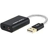 USB Audio Adapter, CableCreation External Sound Adapter with 3.5mm Jack for Windows, Mac, Linux Extra, PS4, Plug and Play, Black