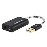 CableCreation USB Audio Adapter External Sound Card with 3.5mm Headphone and Microphone Jack Compatible with Windows, Mac, mac OS, Linux, PS4, Plug and Play, Aluminum Black