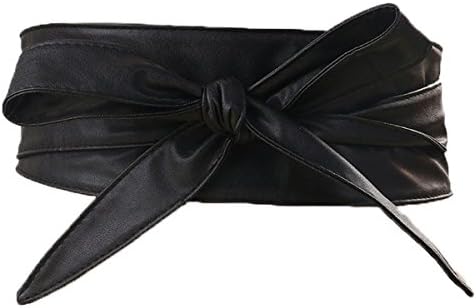 CRUOXIBB Soft Solid Leather Belt Women Corset Belts Girdle(Black)