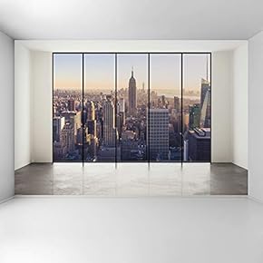 Wall Mural 3D Cityscape Removable Wallpaper Wall Sticker for Bedroom Living Room - 66x96 inches