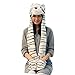 Choose from Over 25 Animals! - Plush Faux Fur Animal Critter Hat Cap - Soft Warm Winter Headwear - Short with Ear Poms and Flaps & Long with Scarf and Mittens Available (Long White Tiger)
