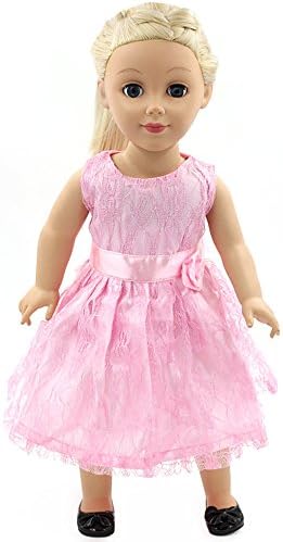 Cuteadorn Doll Clothes Lace Party Dress Pink Fits 18 Inch Girl Doll