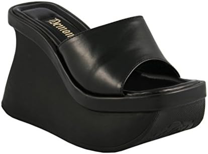 4 1/2 Inch Hot Black Wedge Shoes Platform Sandals Goth Shoes Size: 7