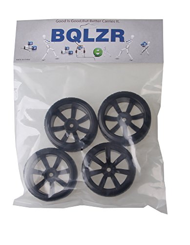 BQLZR Black Plastic Tires & 7-spoke Wheel Rims For RC1:10 Nitro Car Flat Racing Car Pack Of 4