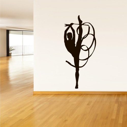 Fit You Wall Decal Vinyl Sticker Decor Art Bedroom Design Mural Nursery Ribbon Ballet Gymnastic Ballerina Dancer Silhouette (Z2476)